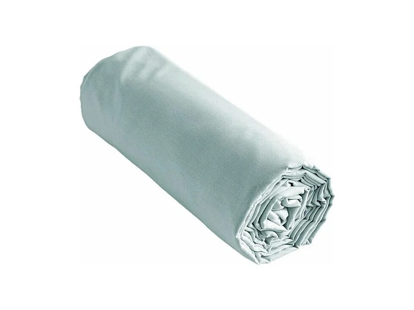 SAMIA - Drap Housse 90x200cm Coton Coloris Bleu Craie