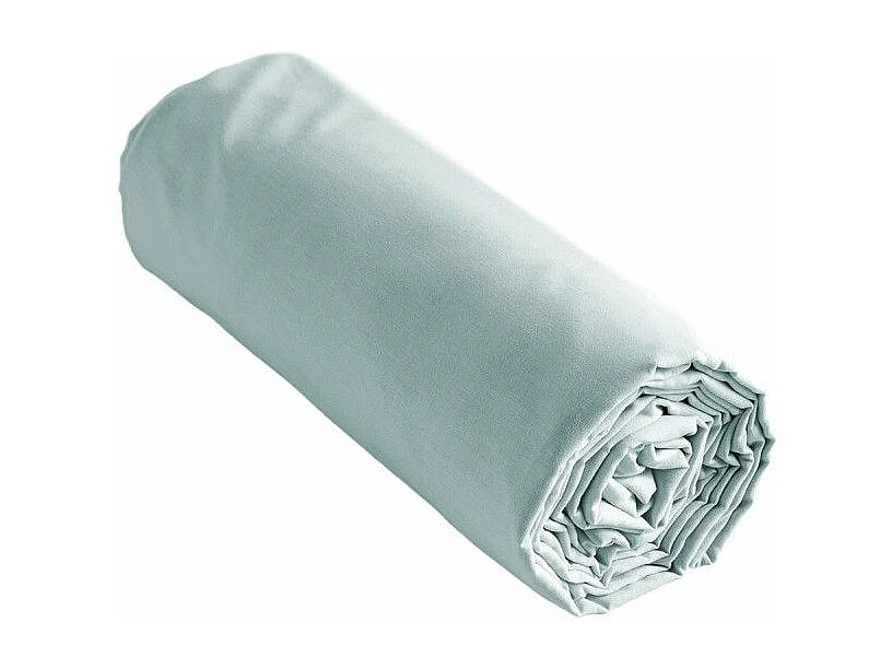 SAMIA - Drap Housse 90x200cm Coton Coloris Bleu Craie