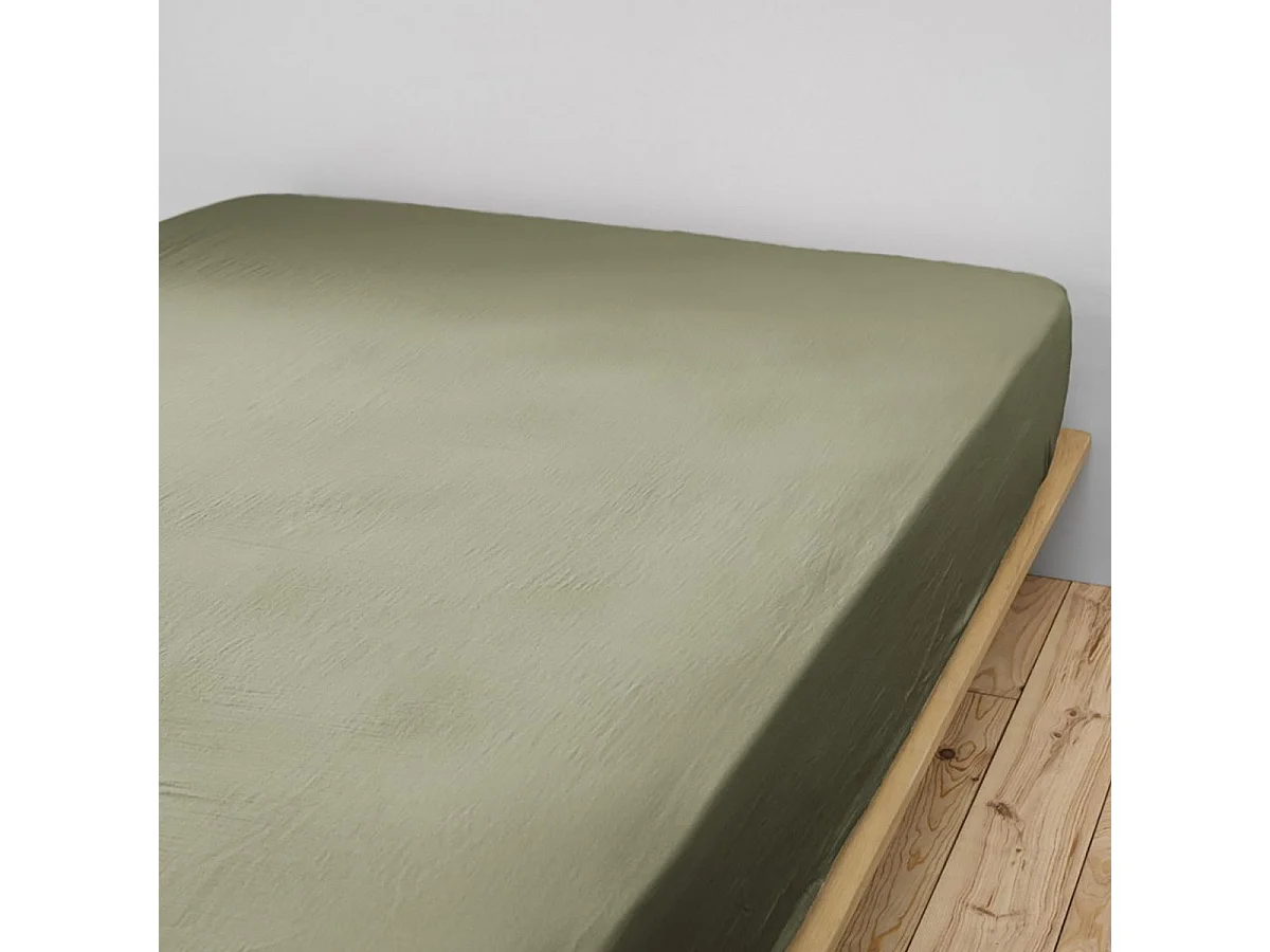 OUREA - Drap Housse 80x200cm Gaze de Coton Romarin