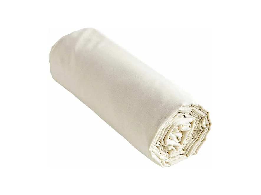 SAMIA - Drap Housse 80x200cm Coton Coloris Popcorn