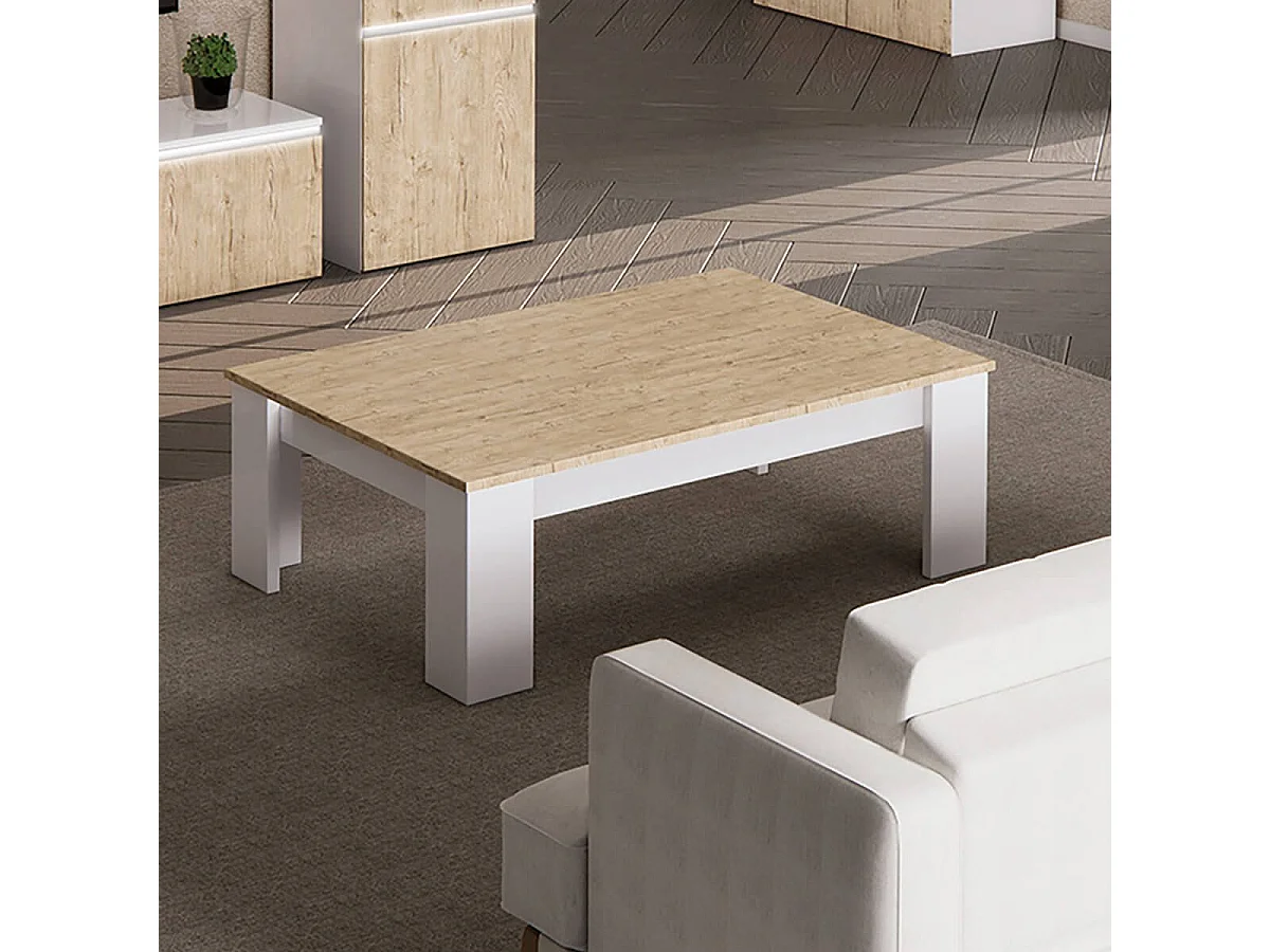 CHRIS OAK - Table Basse Laquée Blanc Brillant Aspect Bois