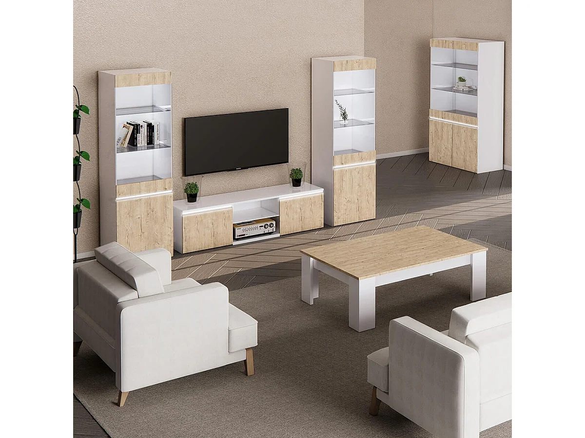 CHRIS OAK - Table Basse Laquée Blanc Brillant Aspect Bois