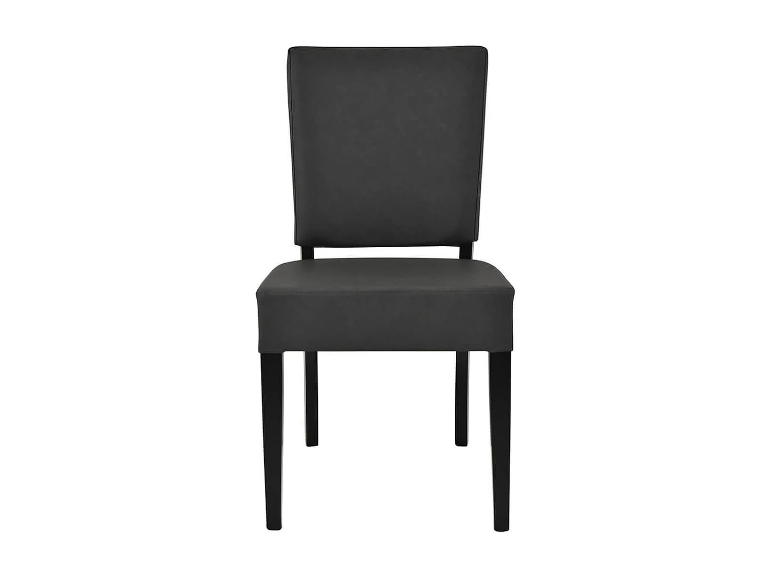 ALBA - Lot de 2 Chaises Simili Cuir Piètement en Hêtre Teinté Gris Anthracite