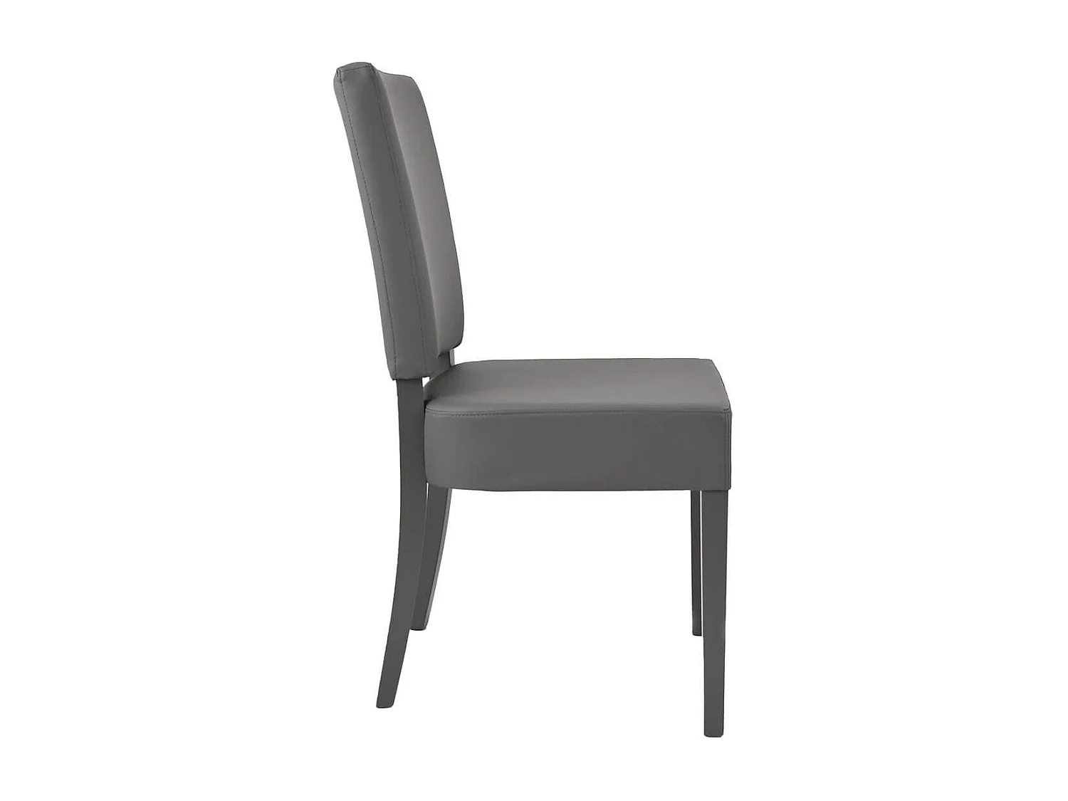 ALBA - Lot de 2 Chaises Simili Cuir Piètement en Hêtre Teinté Grises