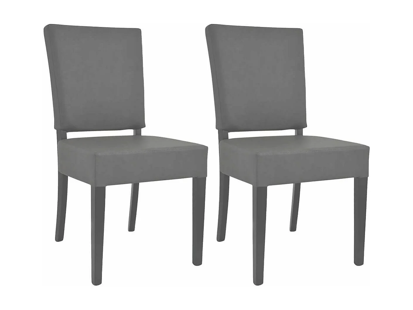 ALBA - Lot de 2 Chaises Simili Cuir Piètement en Hêtre Teinté Grises