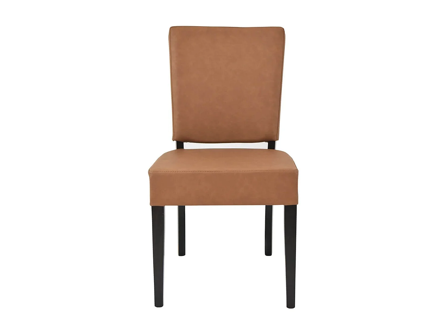 ALBA - Lot de 4 Chaises Simili Cuir Cognac Piètement en Hêtre Teinté Wengé