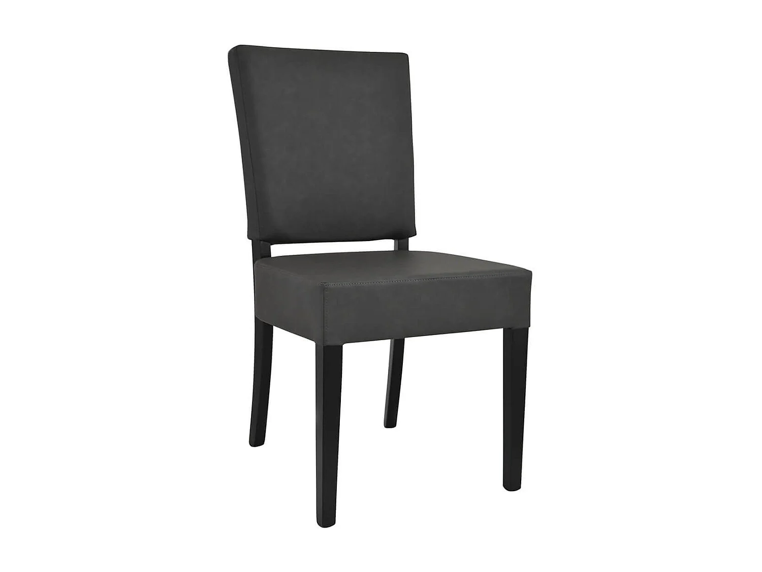 ALBA - Lot de 4 Chaises Simili Cuir Piètement en Hêtre Teinté Gris Anthracite