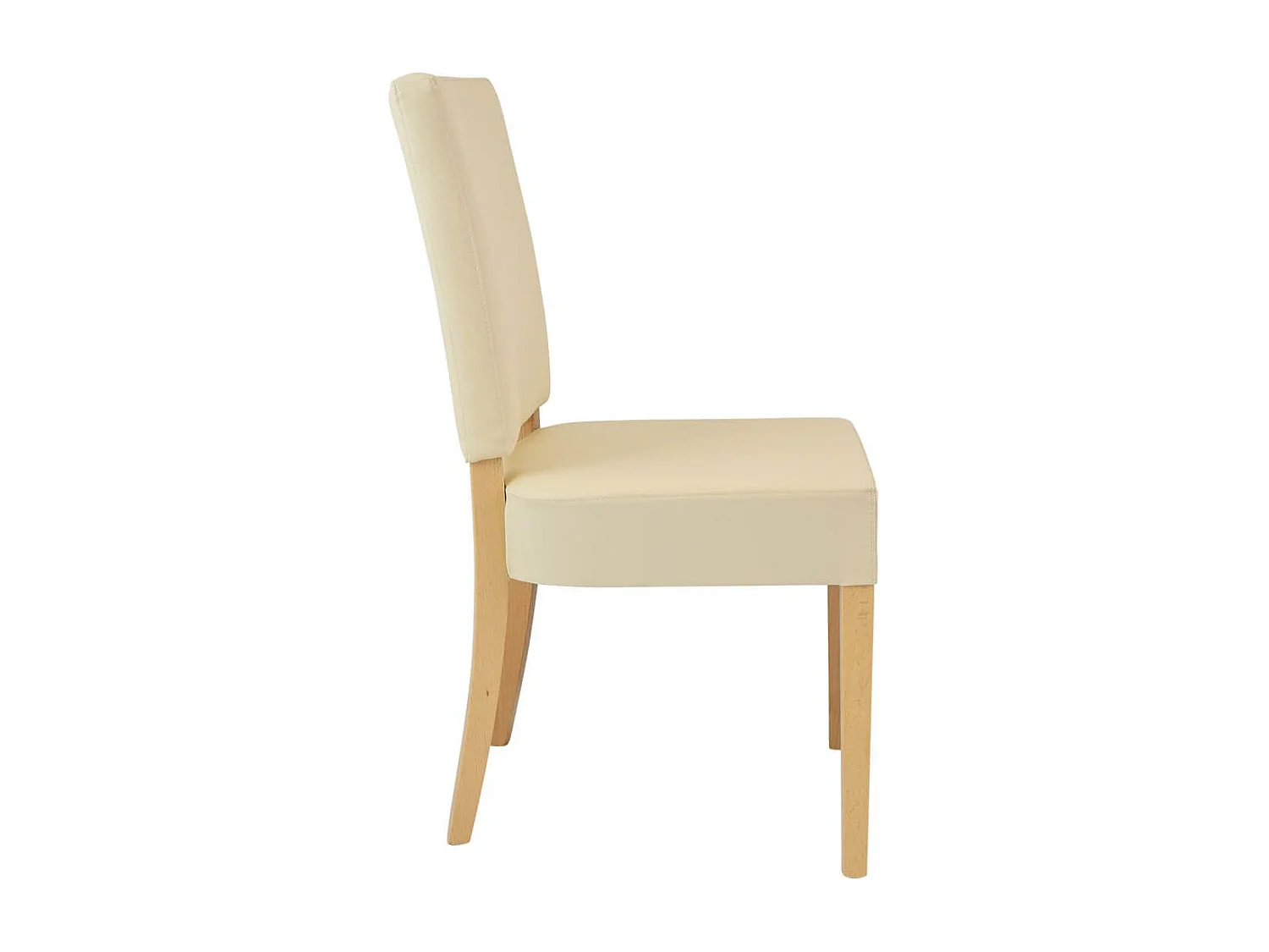 ALBA - Lot de 2 Chaises Simili Cuir Ivoire Piètement en Hêtre Naturel