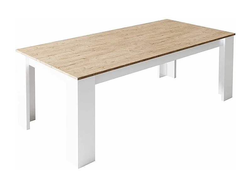 CHRIS OAK - Table Repas Laquée Blanc Brillant Aspect Bois