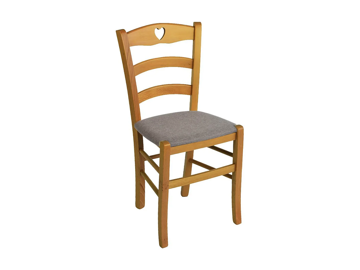 NAPLES - Lot de 4 Chaises Teinté Chêne  et Assises en Tissu Chiné Gris