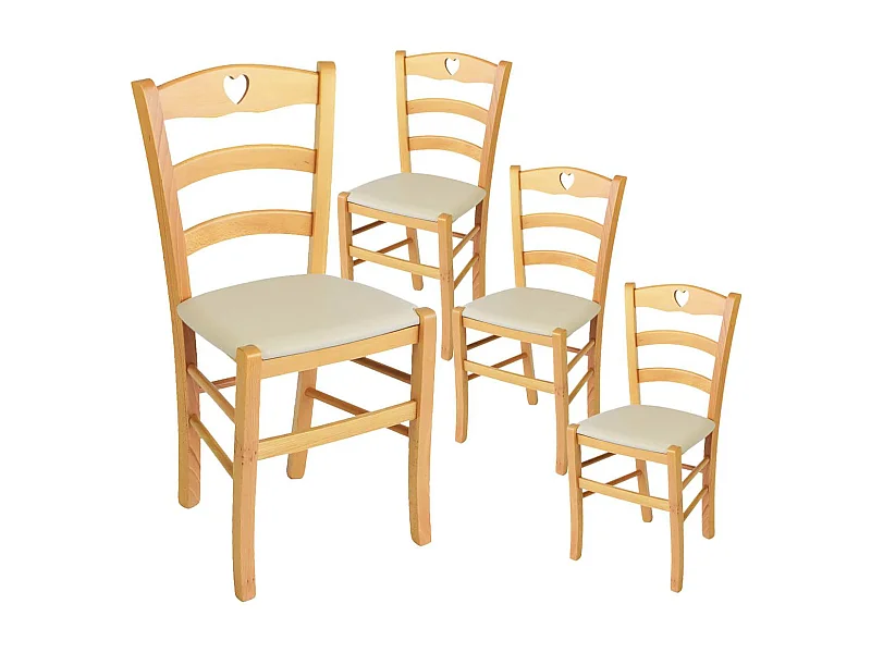 NAPLES - Lot de 4 Chaises Naturelles et Assises en PVC Ivoire