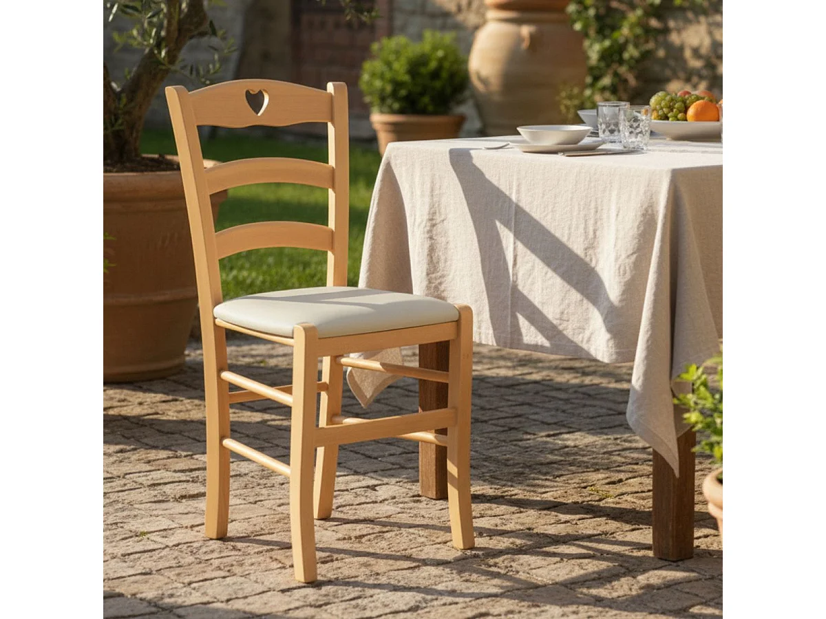 NAPLES - Lot de 4 Chaises Naturelles et Assises en PVC Ivoire