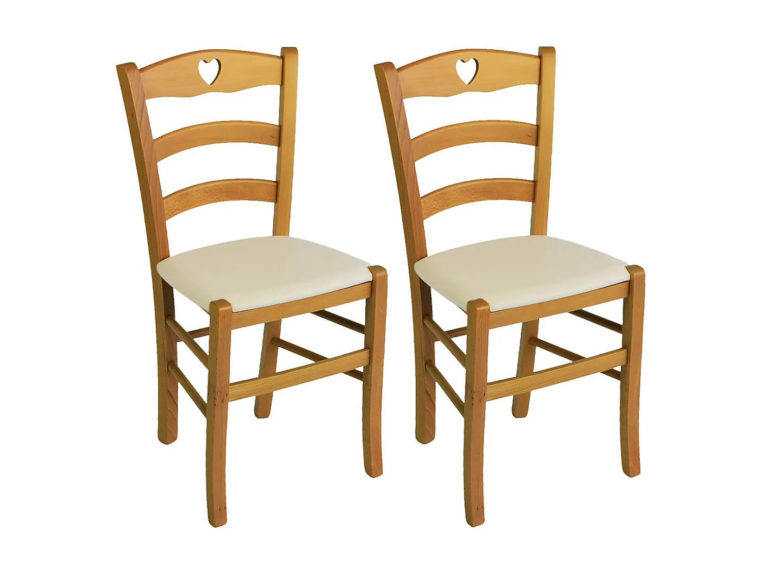 NAPLES - Lot de 2 Chaises Teinté Chêne  et Assises en PVC Ivoire