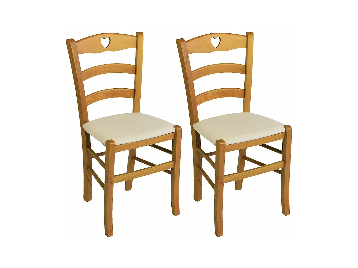 NAPLES - Lot de 2 Chaises Teinté Chêne  et Assises en PVC Ivoire