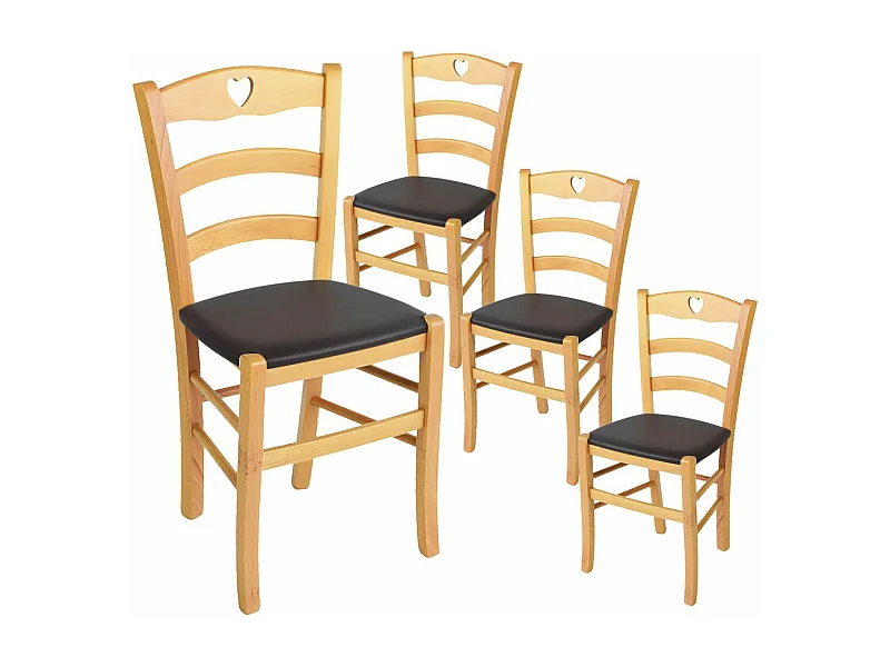 NAPLES - Lot de 4 Chaises Naturelles et Assises en PVC Moka