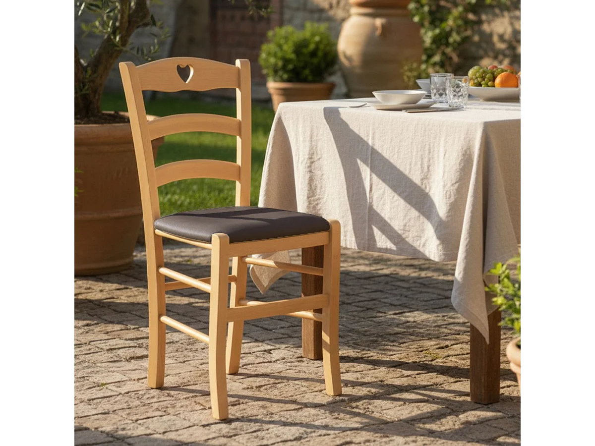 NAPLES - Lot de 4 Chaises Naturelles et Assises en PVC Moka