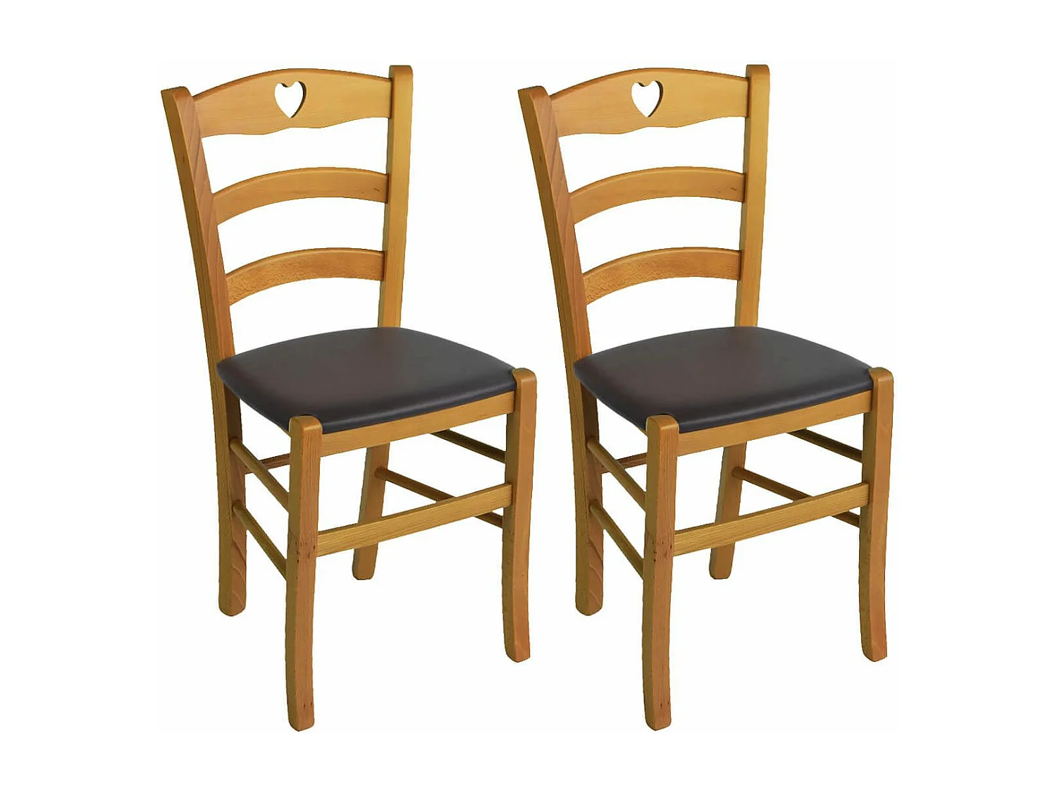 NAPLES - Lot de 2 Chaises Teinté Chêne  et Assises en PVC Moka