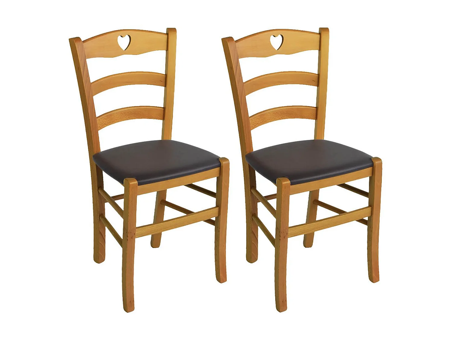 NAPLES - Lot de 2 Chaises Teinté Chêne  et Assises en PVC Moka