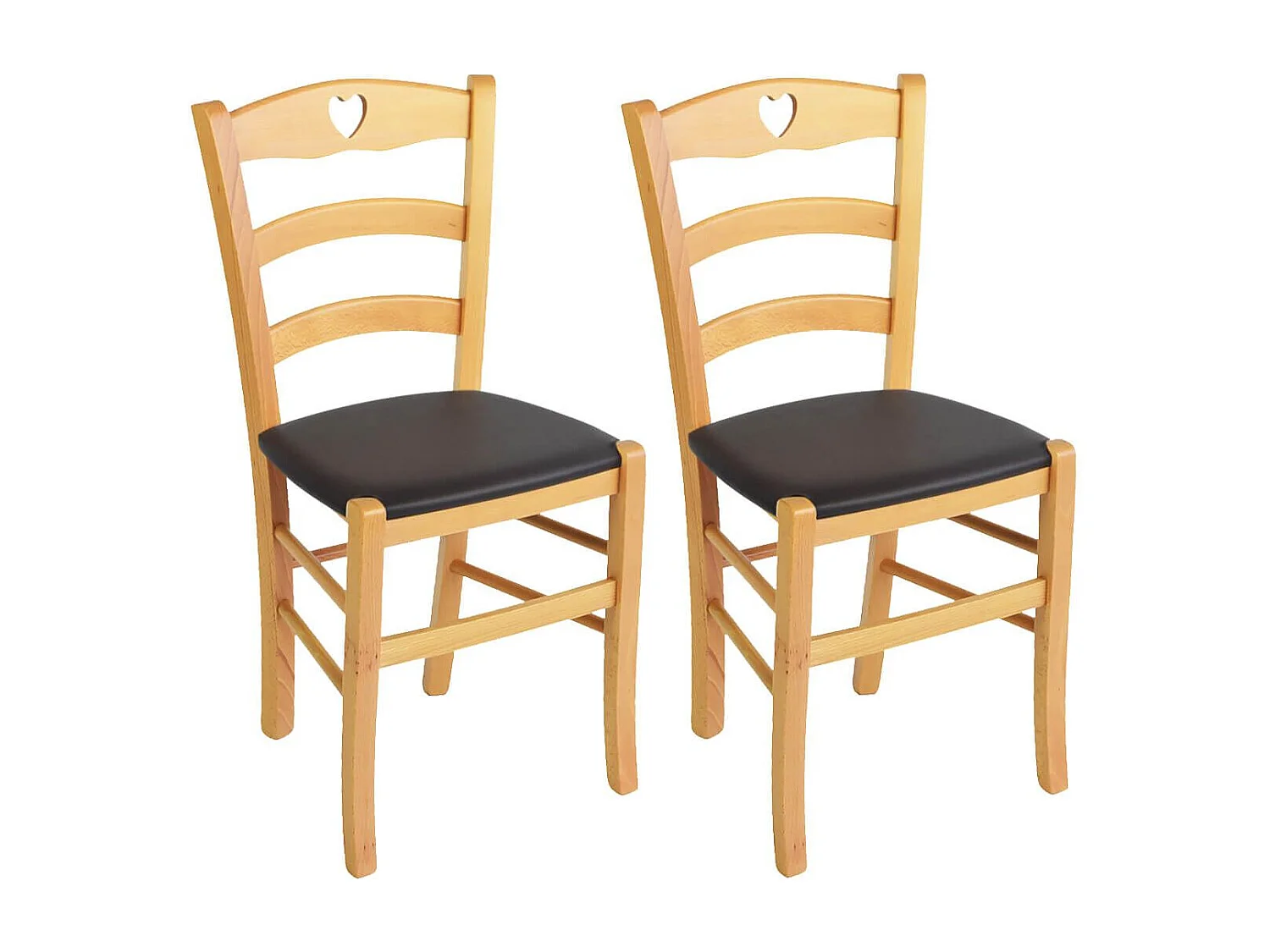 NAPLES - Lot de 2 Chaises Naturelles et Assises en PVC Moka