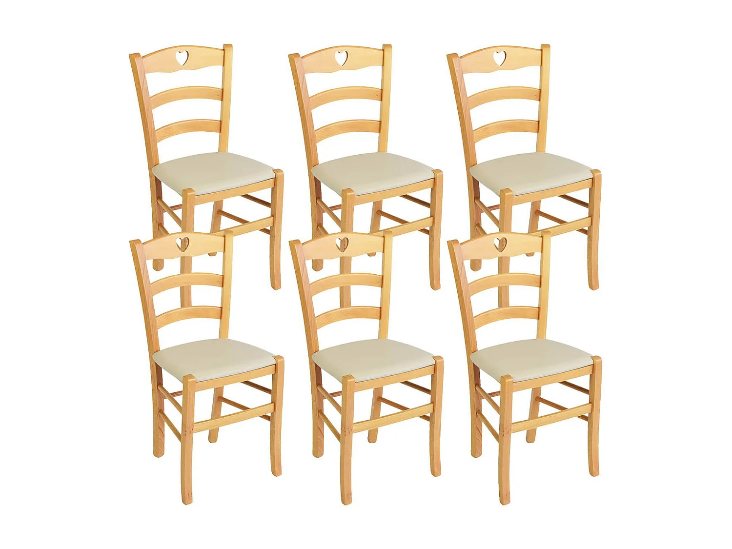 NAPLES - Lot de 6 Chaises Naturelles et Assises en PVC Ivoire