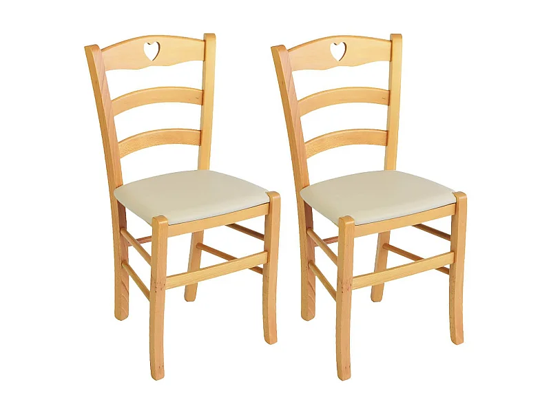NAPLES - Lot de 2 Chaises Naturelles et Assises en PVC Ivoire