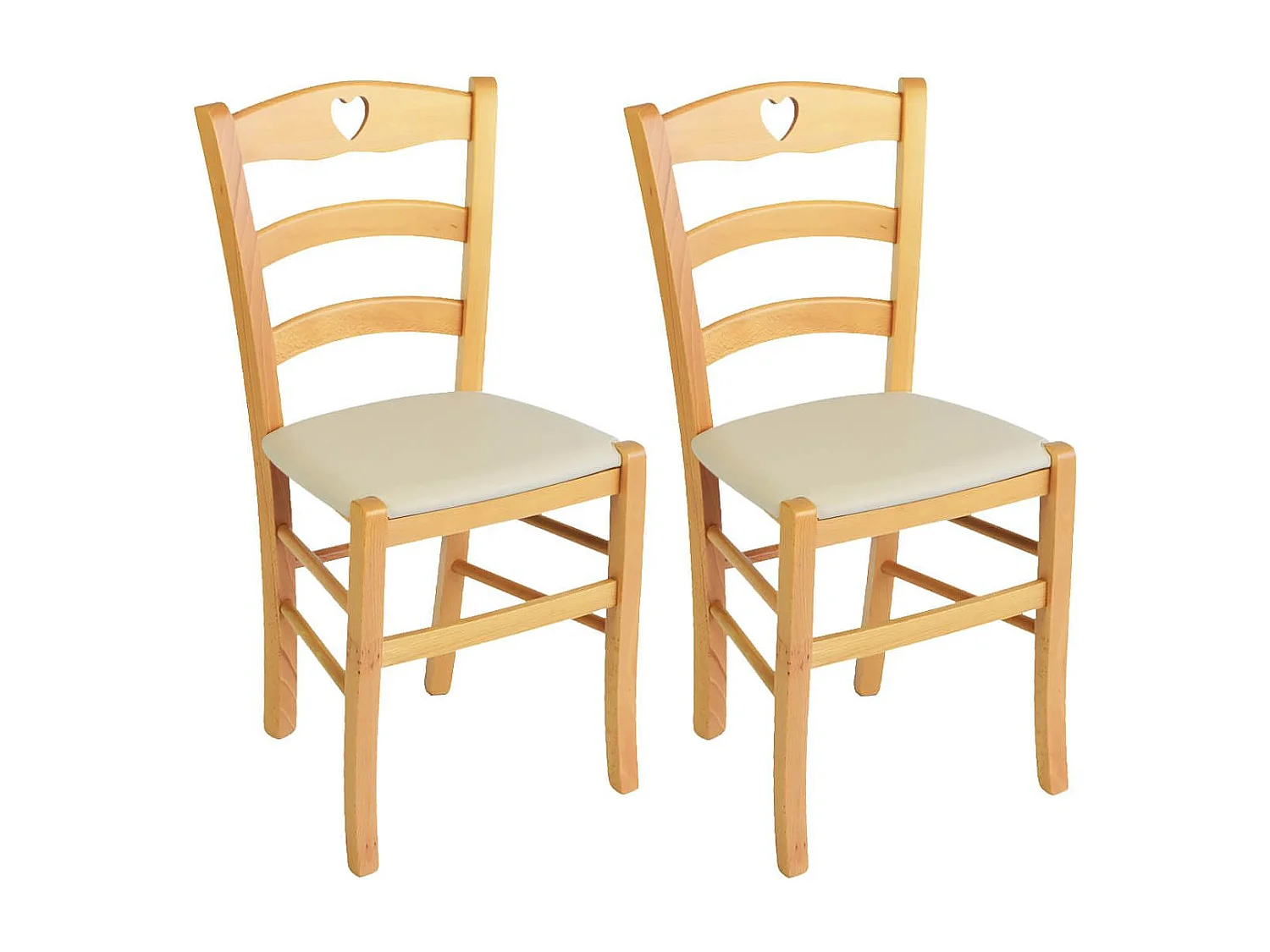 NAPLES - Lot de 2 Chaises Naturelles et Assises en PVC Ivoire