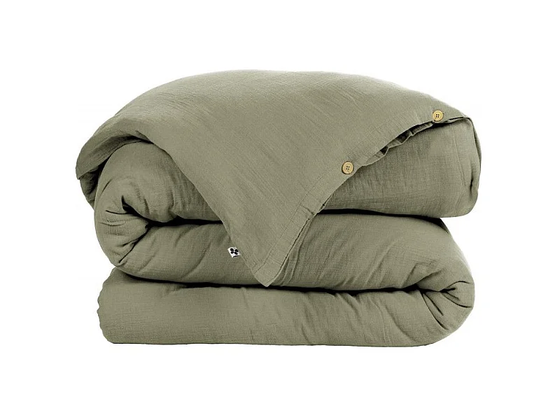 OUREA - Housse de Couette 160x210cm Gaze de Coton Romarin