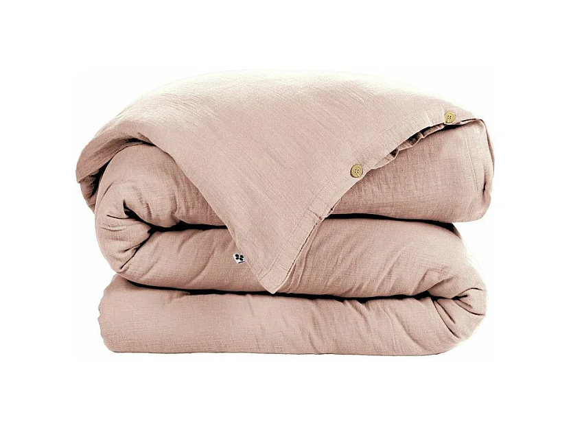 OUREA - Housse de Couette 240x240cm Gaze de Coton Guimauve