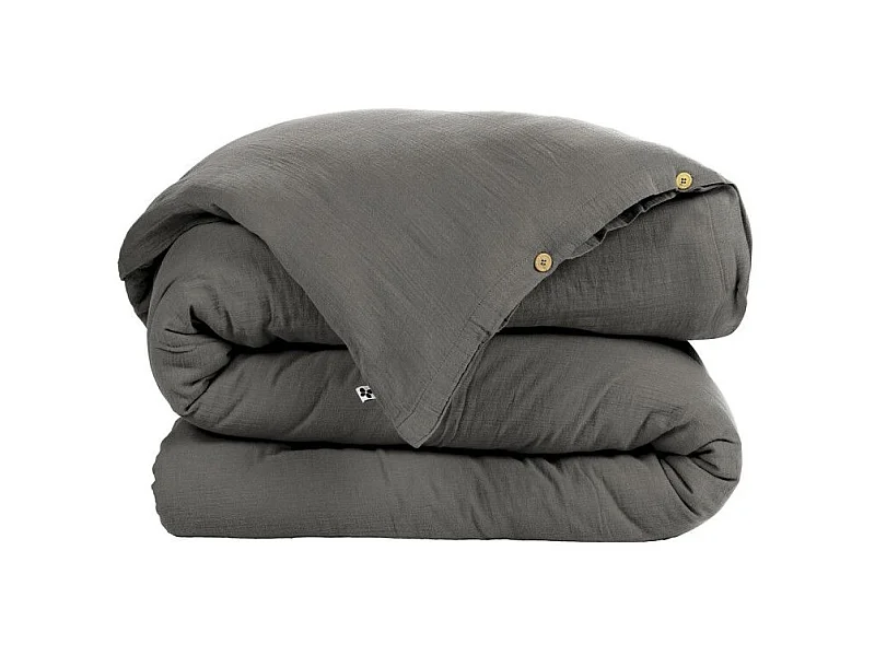 OUREA - Housse de Couette 240x240cm Gaze de Coton Granit