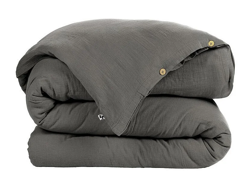 OUREA - Housse de Couette 240x240cm Gaze de Coton Granit