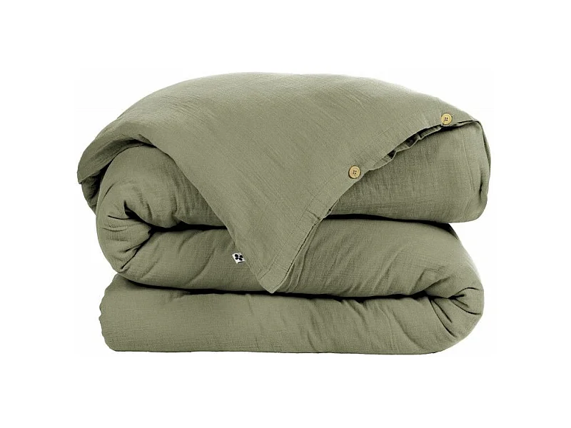 OUREA - Housse de Couette 240x240cm Gaze de Coton Romarin