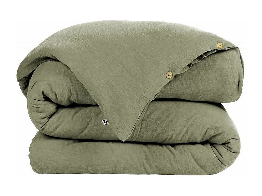 OUREA - Housse de Couette 240x240cm Gaze de Coton Romarin