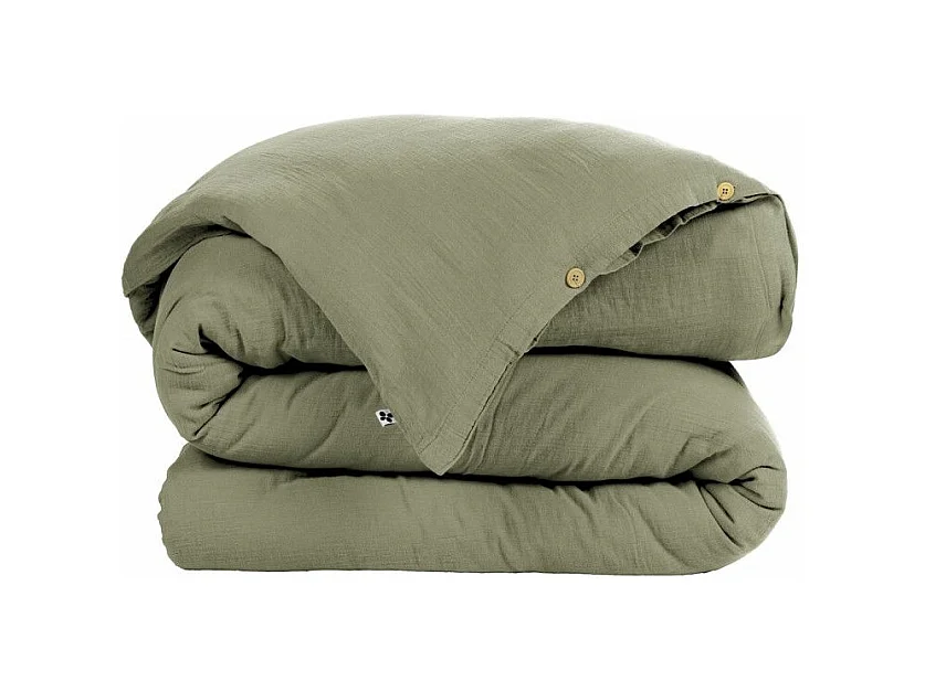 OUREA - Housse de Couette 240x240cm Gaze de Coton Romarin