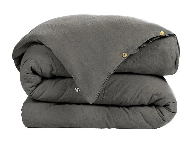 OUREA - Housse de Couette 160x210cm Gaze de Coton Granit