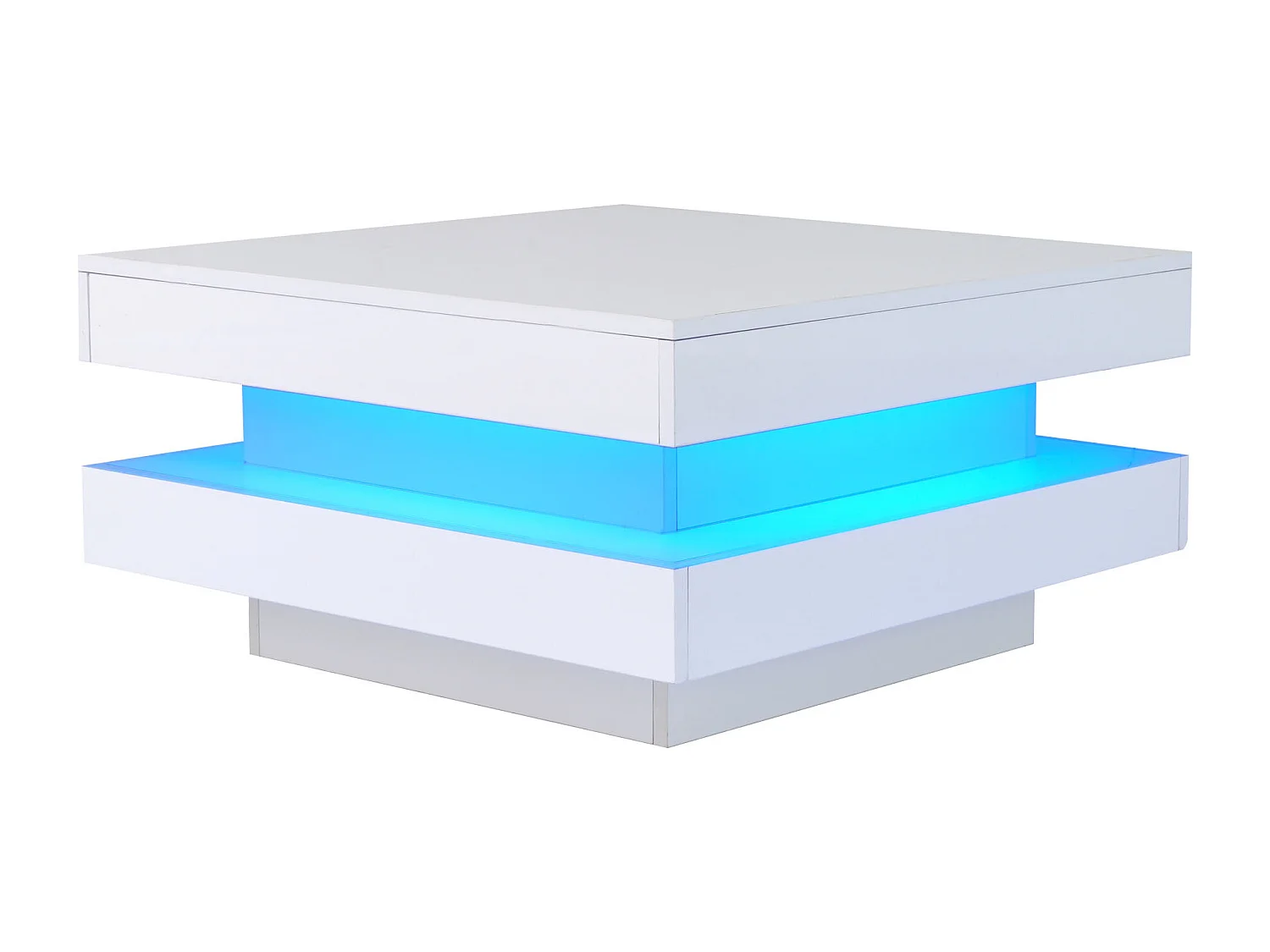 Tavolino moderno con LED in 16 colori - forma quadrata - Bianco