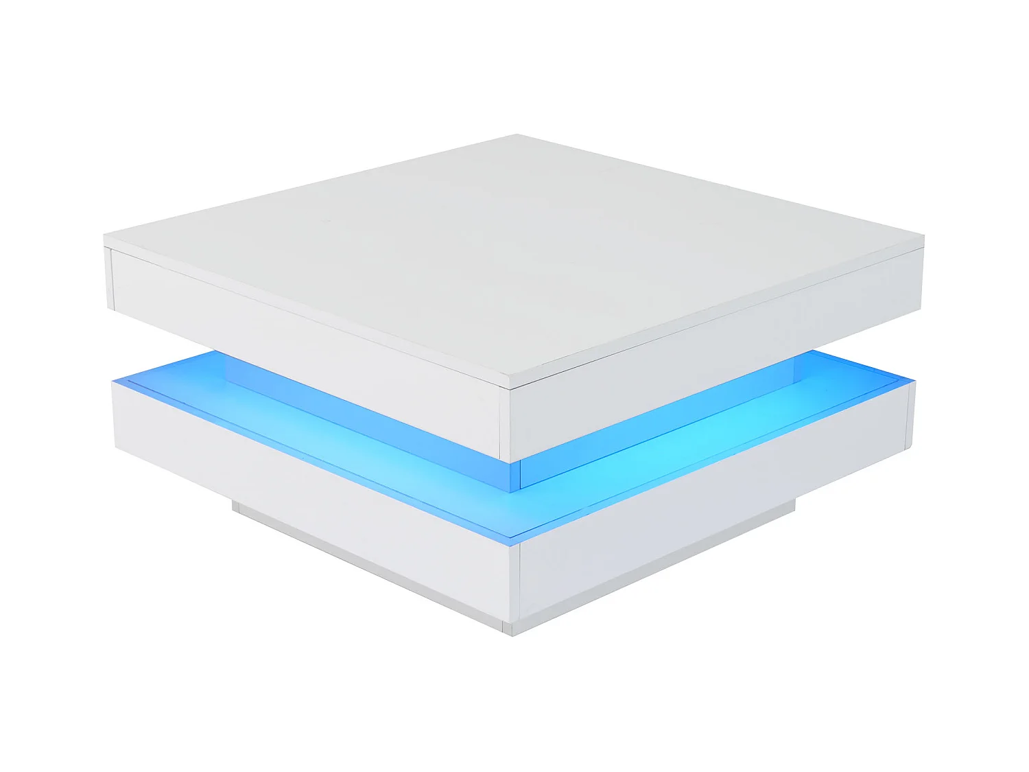 Moderner Couchtisch mit LED in 16 Farben – quadratische Form – Weiß