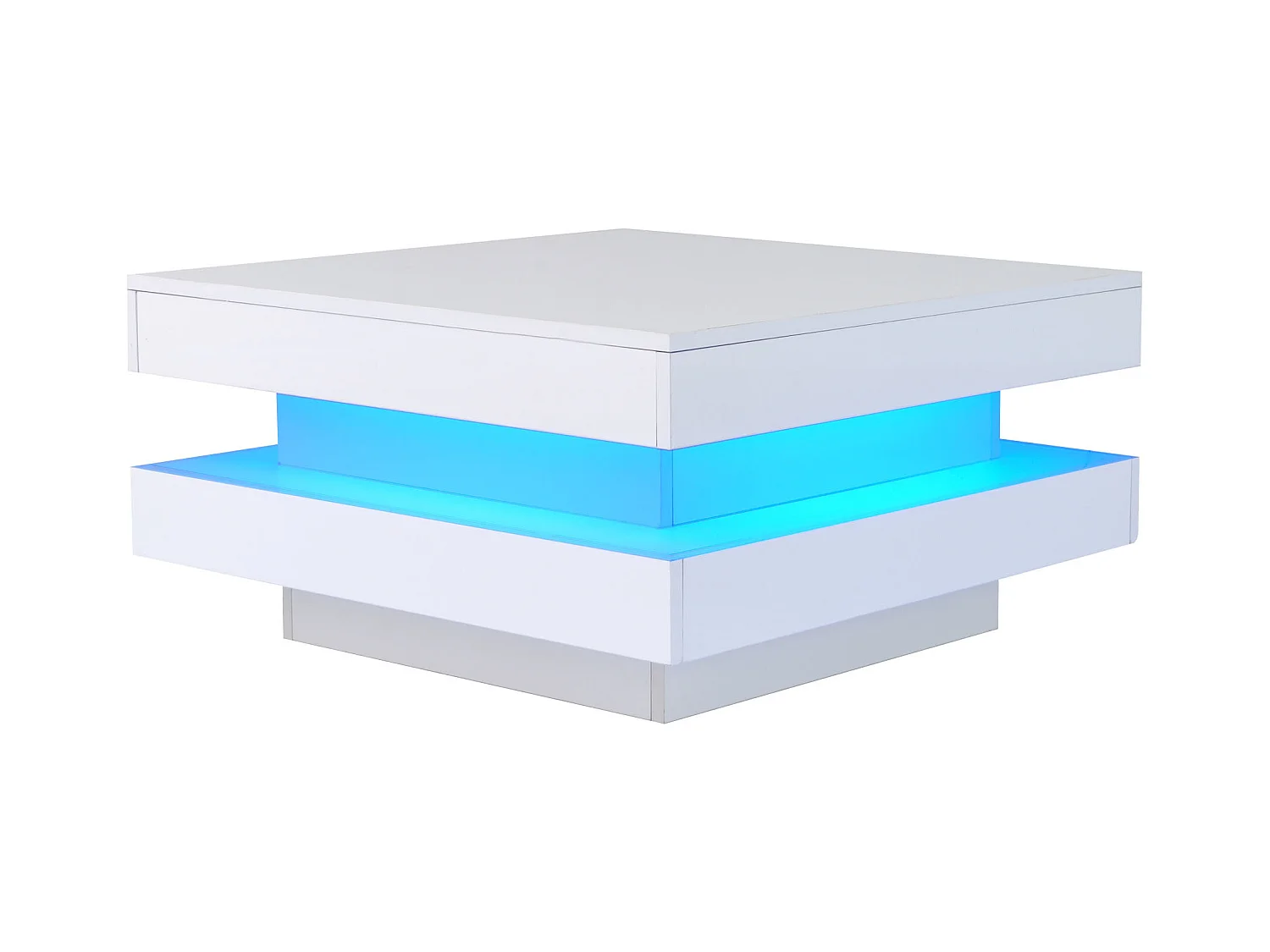 Moderner Couchtisch mit LED in 16 Farben – quadratische Form – Weiß
