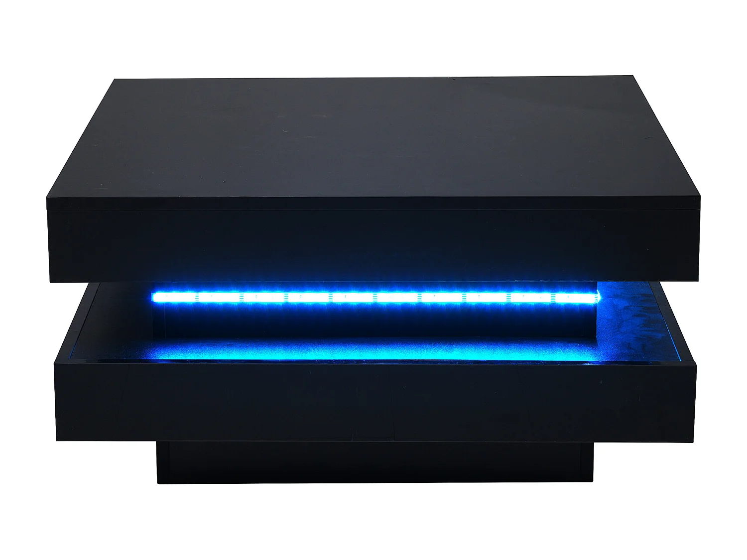 Moderner Couchtisch mit LED in 16 Farben – quadratische Form – Schwarz