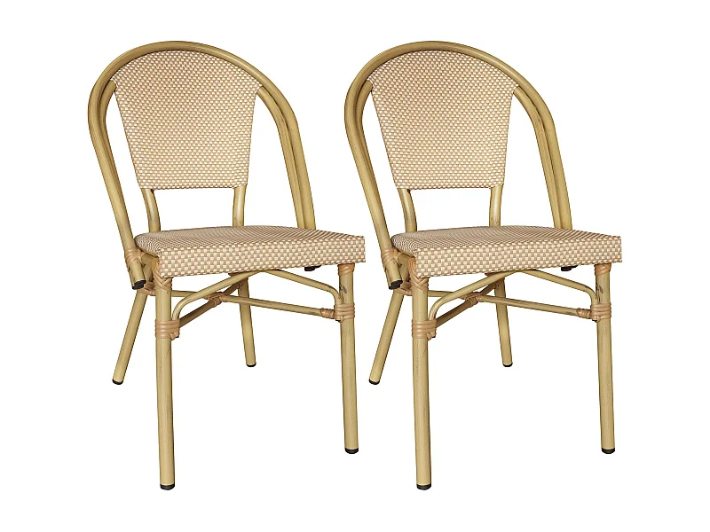 Now's Home - Lot De 2 Chaises De Table Beige Et Structure En Aluminium Amalfi