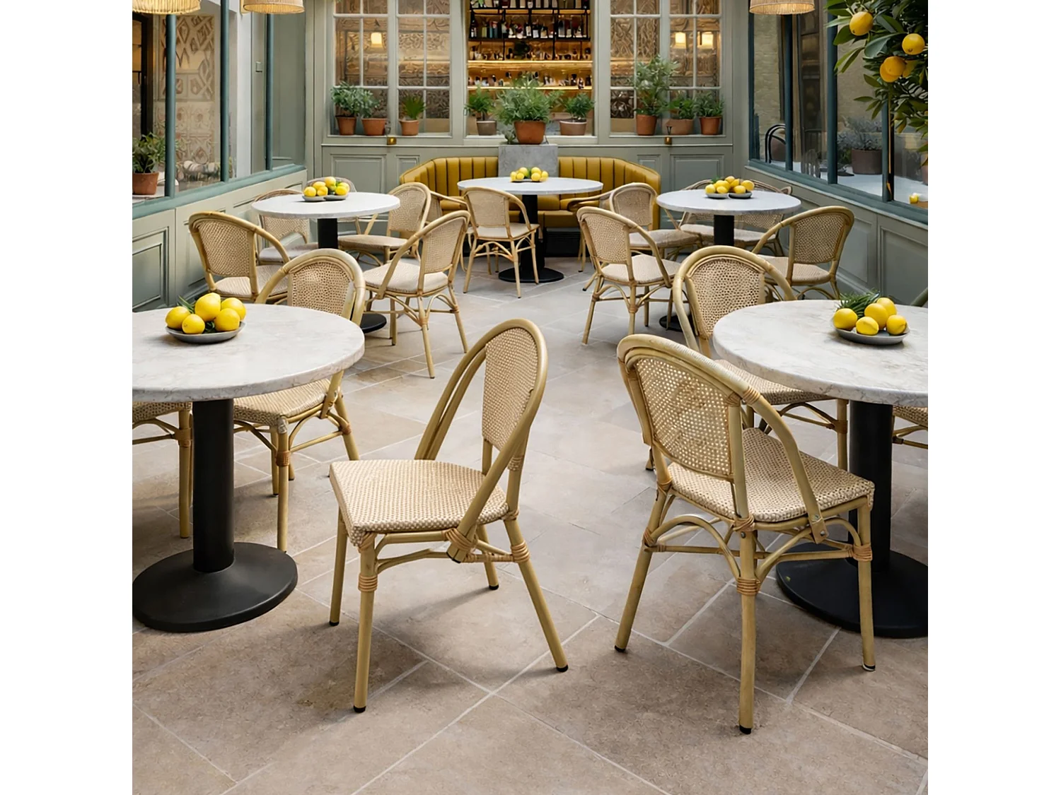 Now's Home - Lot De 2 Chaises De Table Beige Et Structure En Aluminium Amalfi