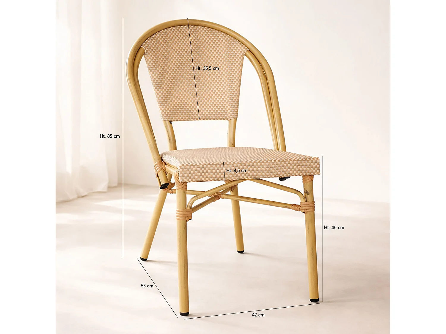 Now's Home - Lot De 2 Chaises De Table Beige Et Structure En Aluminium Amalfi