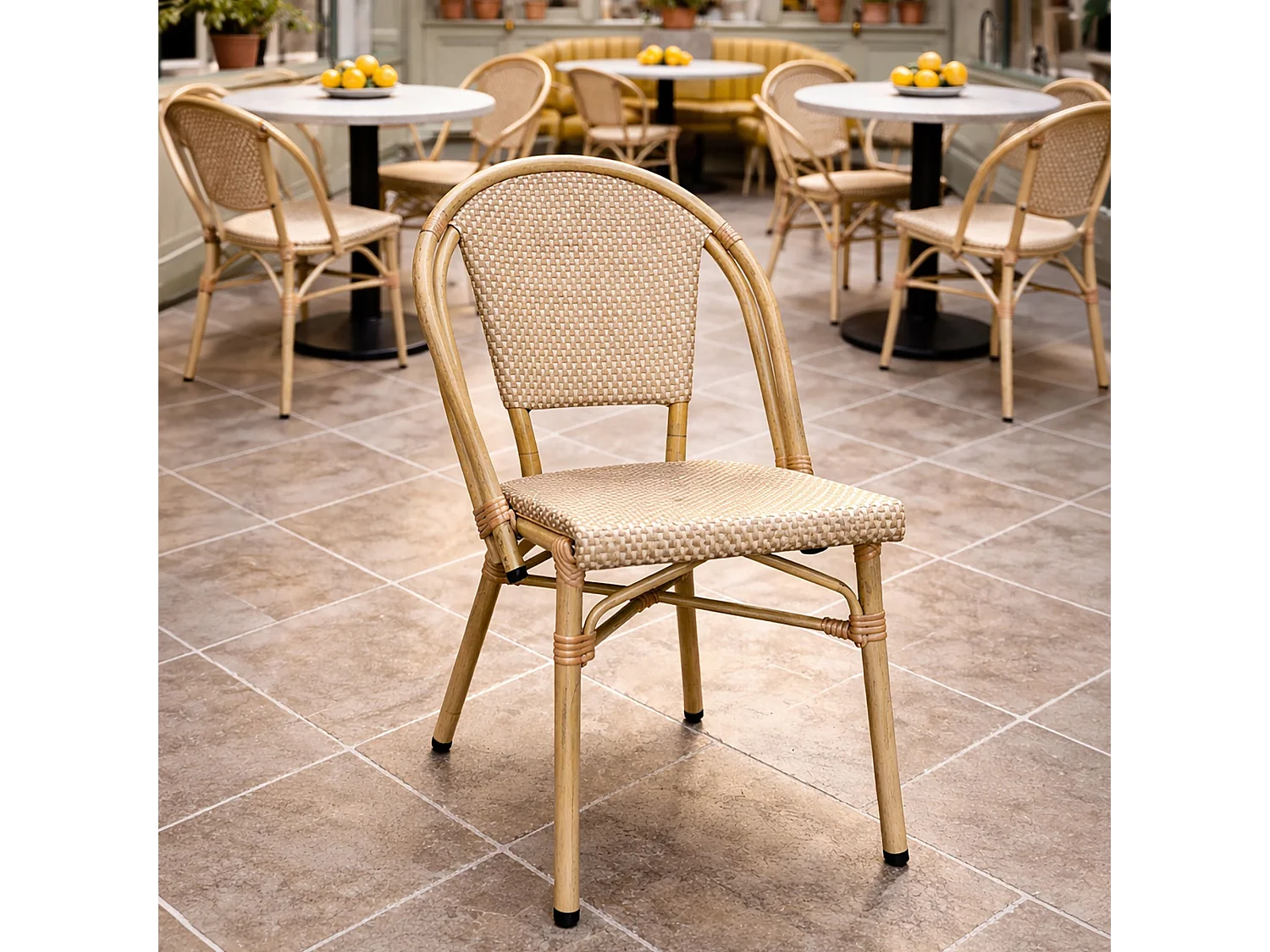 Now's Home - Lot De 2 Chaises De Table Beige Et Structure En Aluminium Amalfi