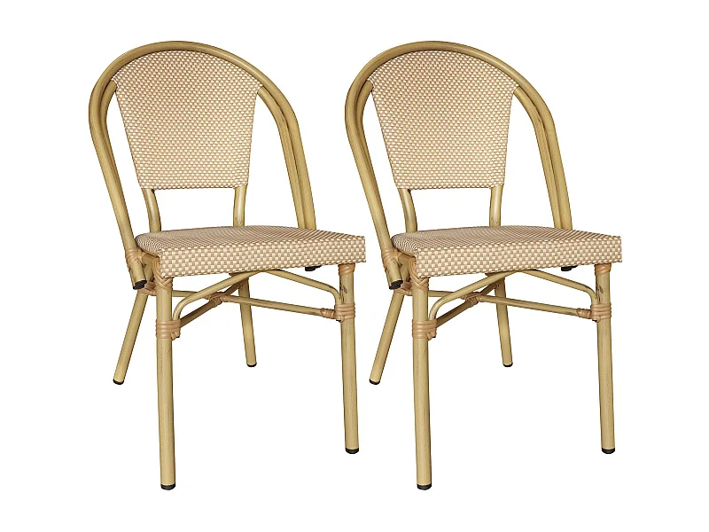 Now's Home - Lot De 2 Chaises De Table Beige Et Structure En Aluminium Amalfi