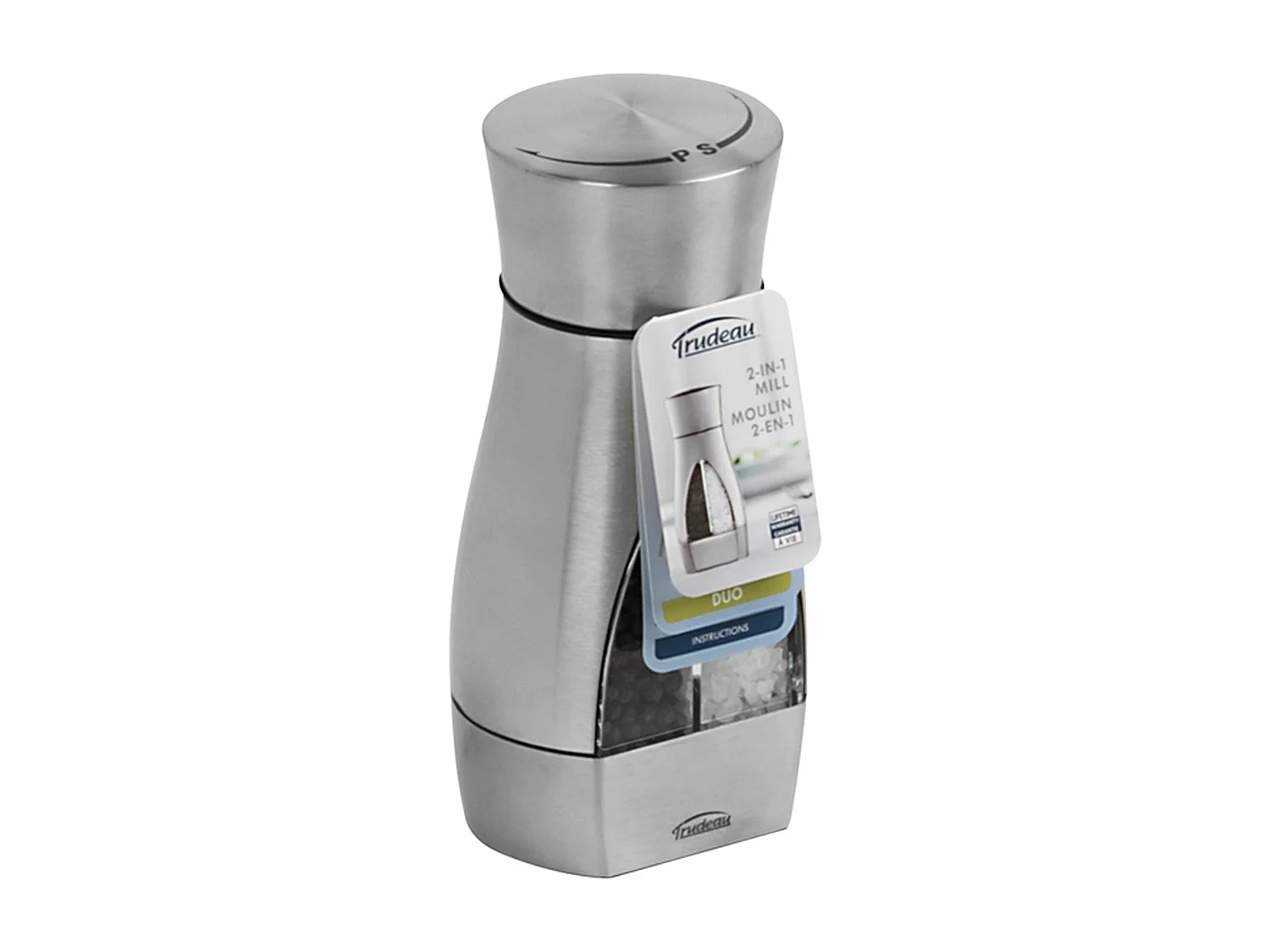 Trudeau - Moulin A Poivre Et Moulin A Sel 2 En 1 16cm