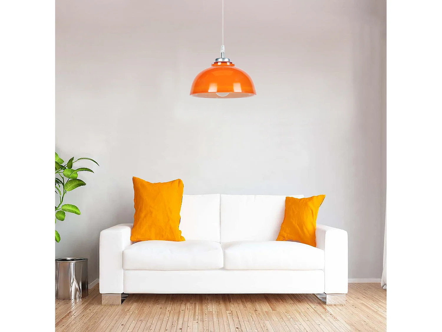 Lampadario a sospensione vetro cupola FLAMANDE arancia D 24 5cm