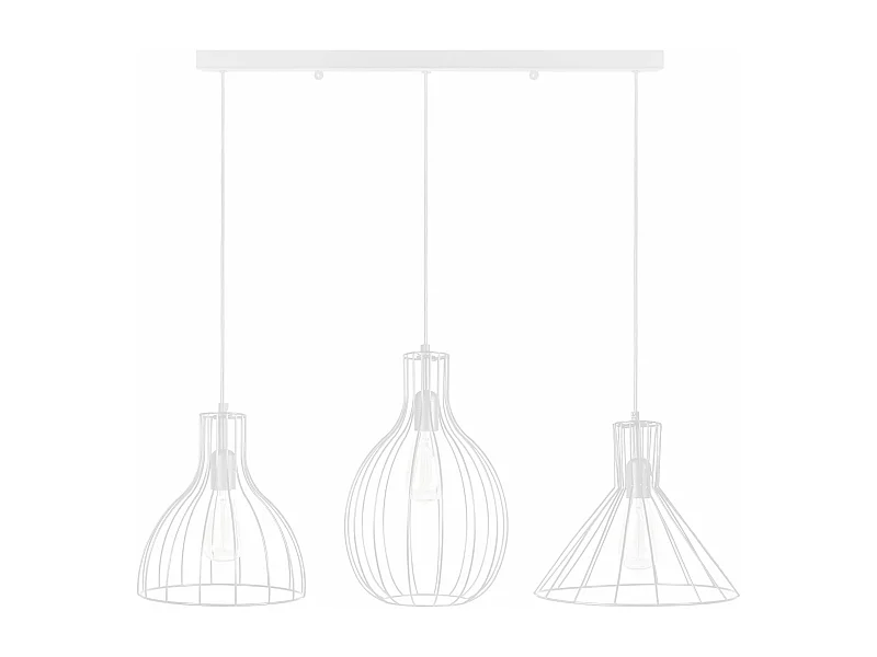 Lustre barre 3 pendels rugby filaire blanc 95 cm.