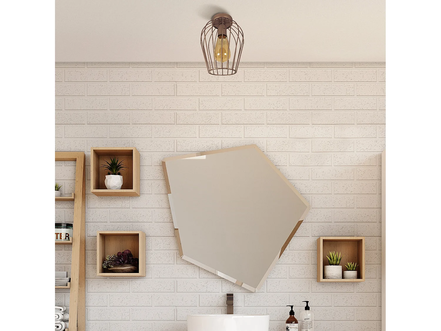 Plafonnier filaire melon bronze 30 cm..