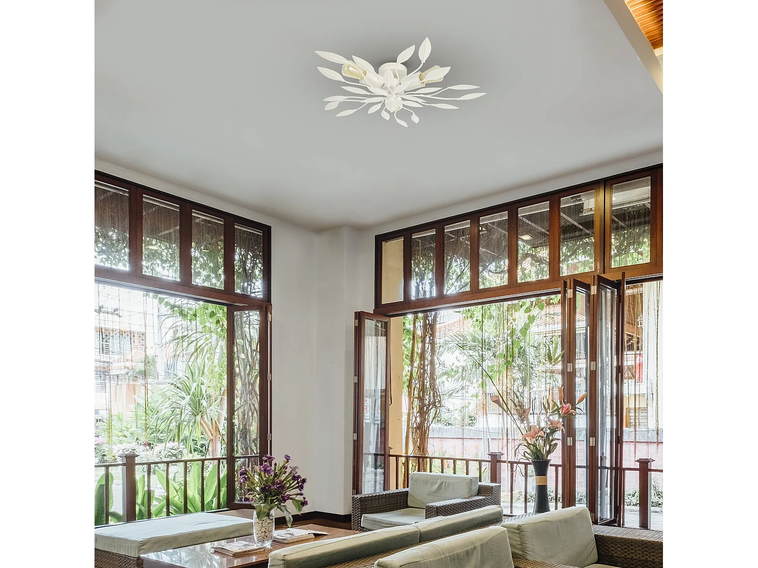 Lampada da soffitto metallo feuille olive OLIVA bianco  D55 cm
