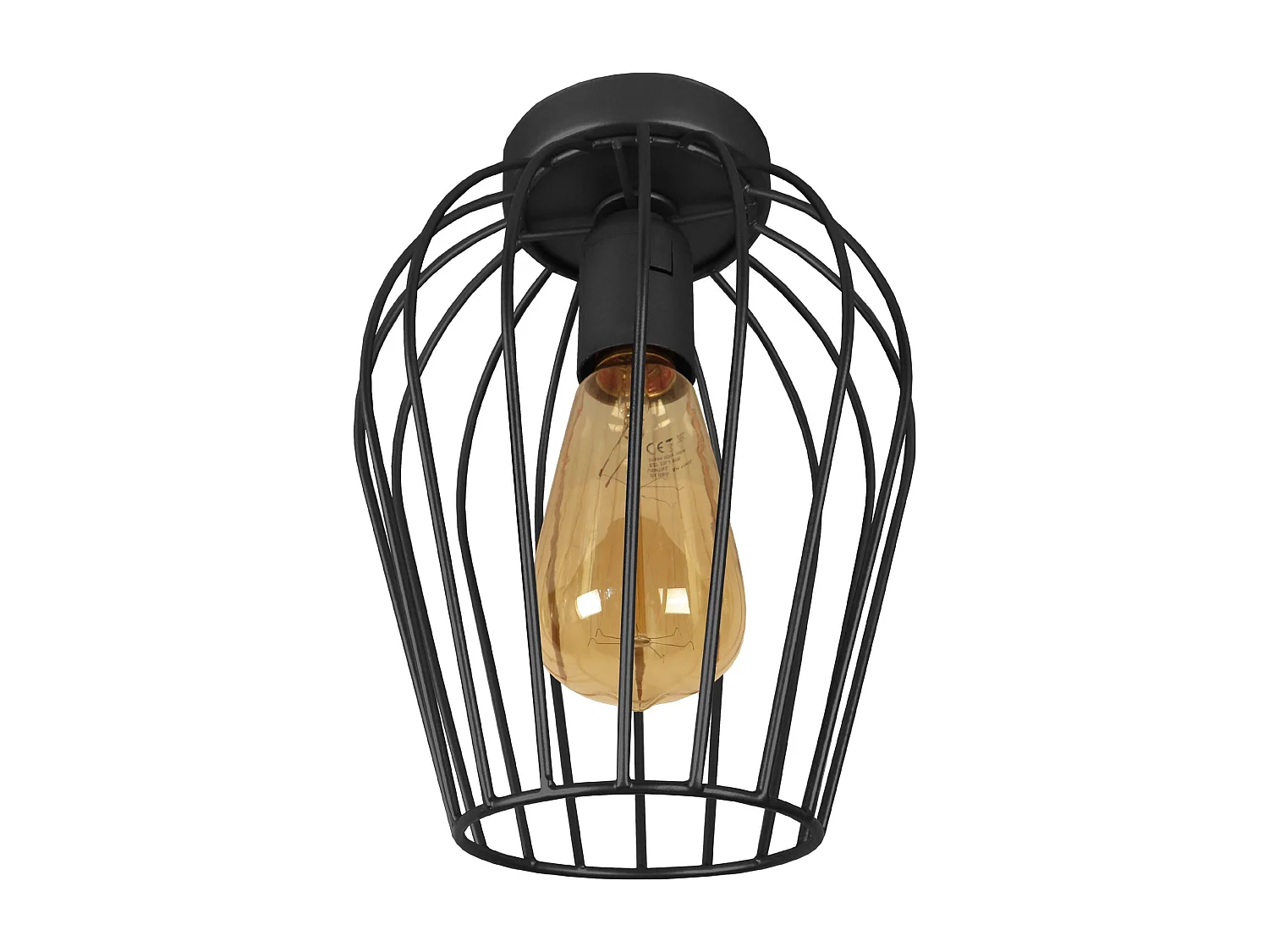 Plafonnier filaire melon noir30 cm..