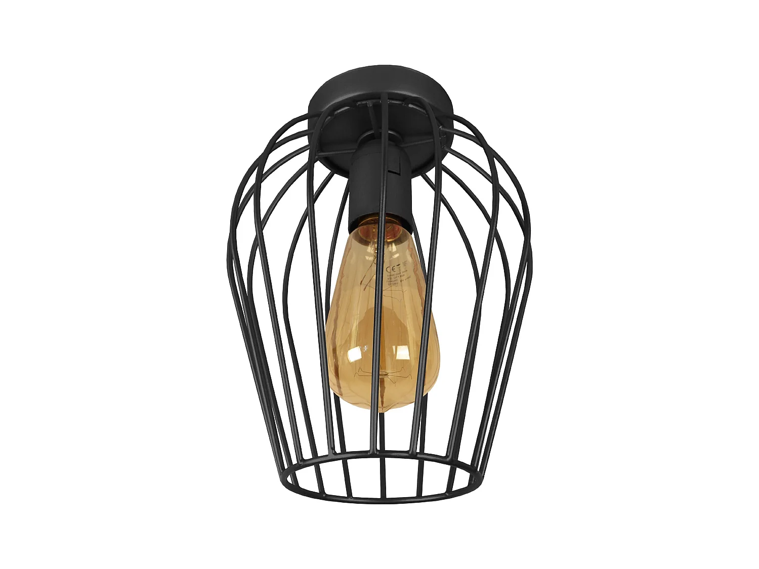 Plafonnier filaire melon noir30 cm..
